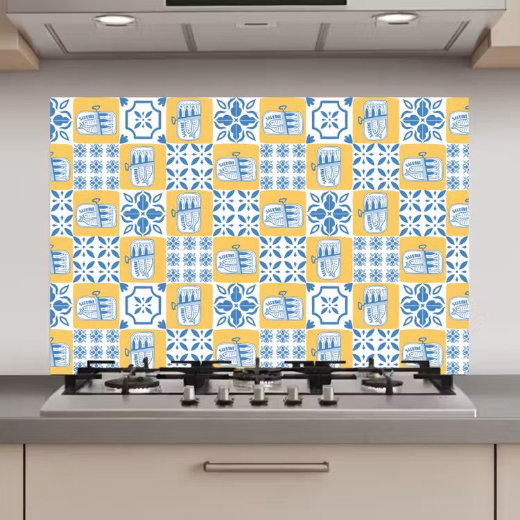 Zee - Geel - Blauw - Wit keuken achterwand spatscherm klein 900 -3d_website