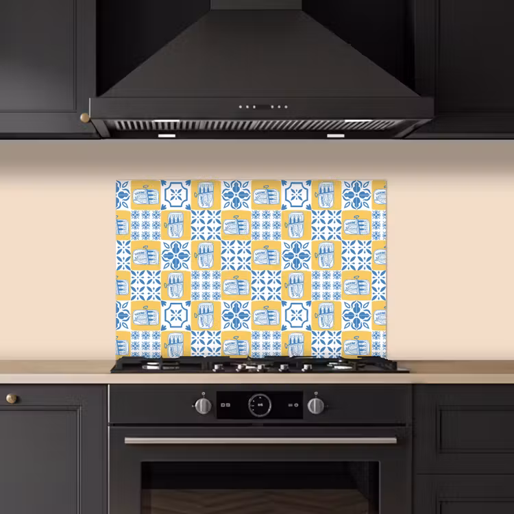 Zee - Geel - Blauw - Wit keuken achterwand spatscherm klein 900 -sfeer1
