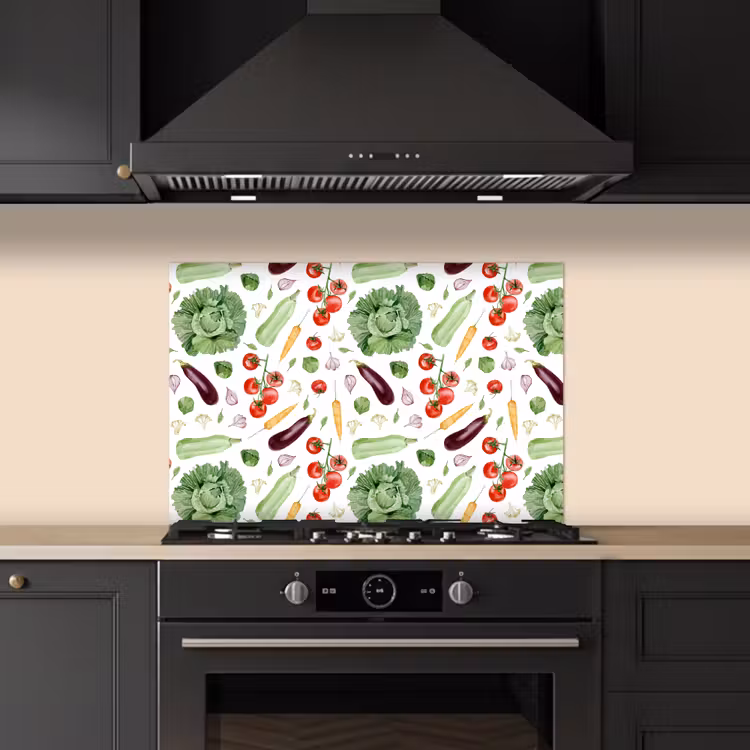 Patroon - Groente - Aquarel keuken achterwand spatscherm klein 900 -sfeer1