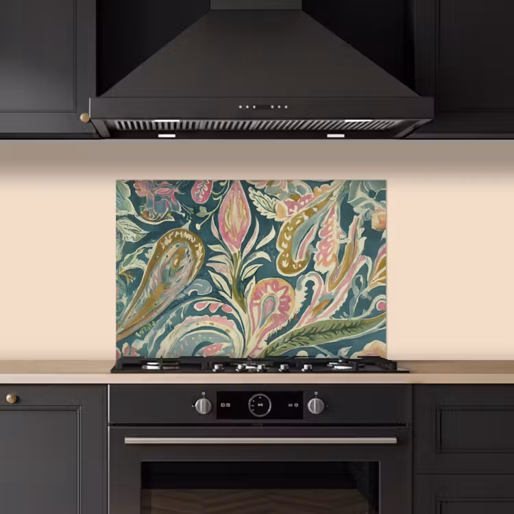 Patroon - Kleurrijk - Sierlijk - Groen keuken achterwand spatscherm klein -sfeer1