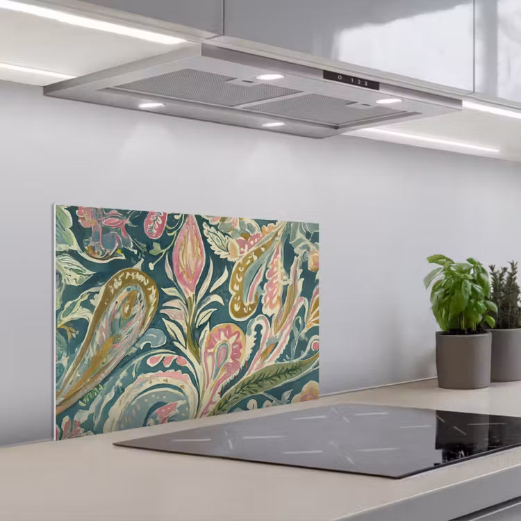 Patroon - Kleurrijk - Sierlijk - Groen keuken achterwand spatscherm klein -3d_schuin