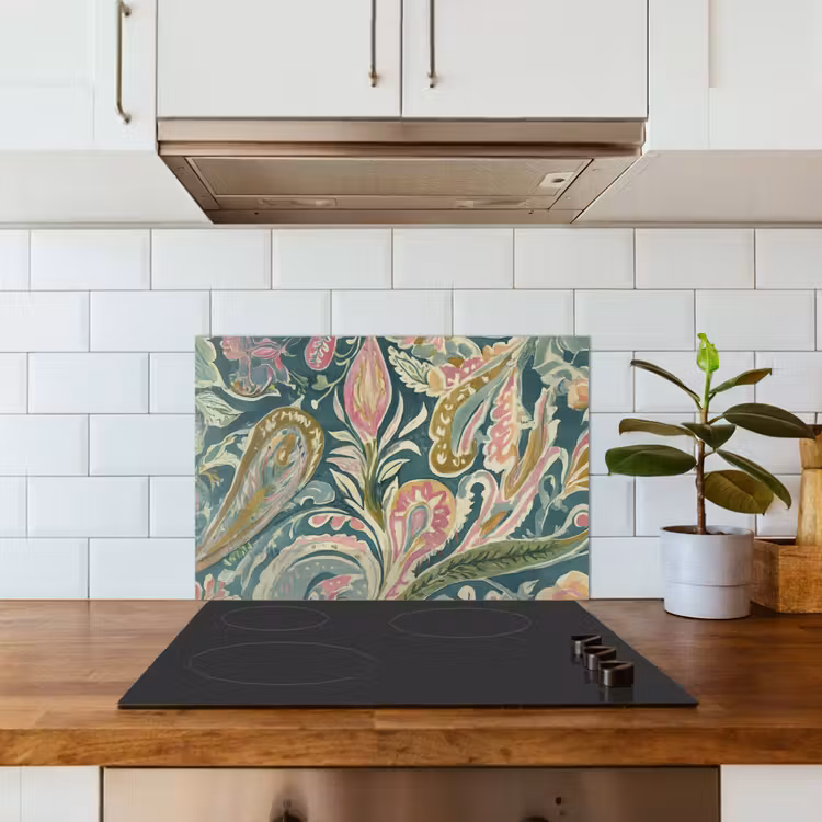 Patroon - Kleurrijk - Sierlijk - Groen keuken achterwand spatscherm klein -sfeer2