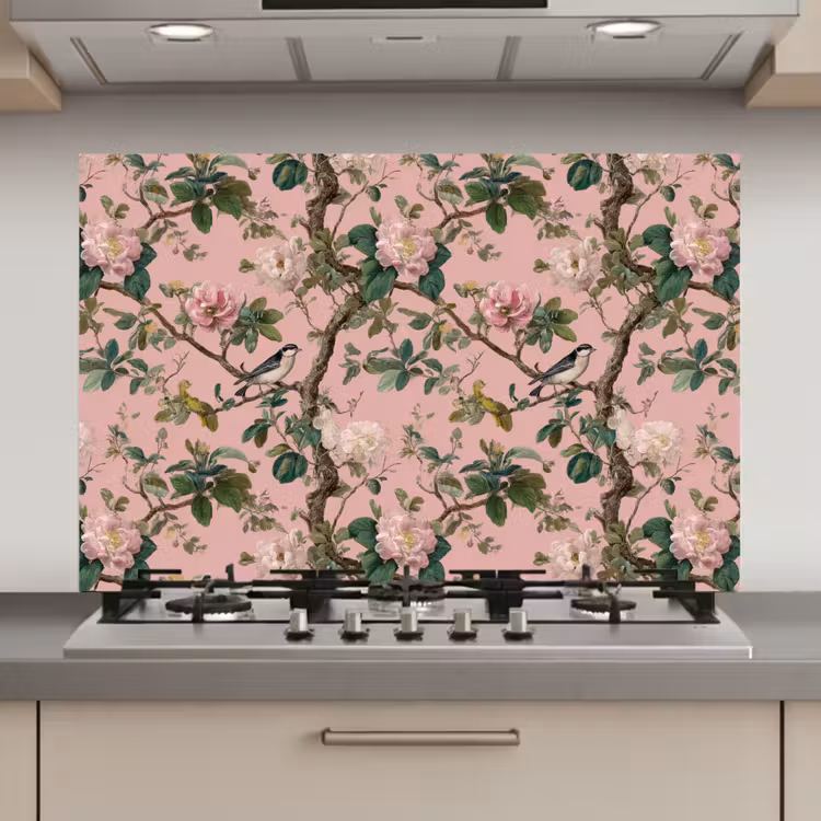 Pioenrozen - Botanisch - Vogel keuken achterwand spatscherm klein 900 -3d_website