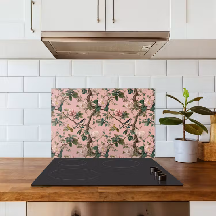 Pioenrozen - Botanisch - Vogel keuken achterwand spatscherm klein 900 -sfeer2