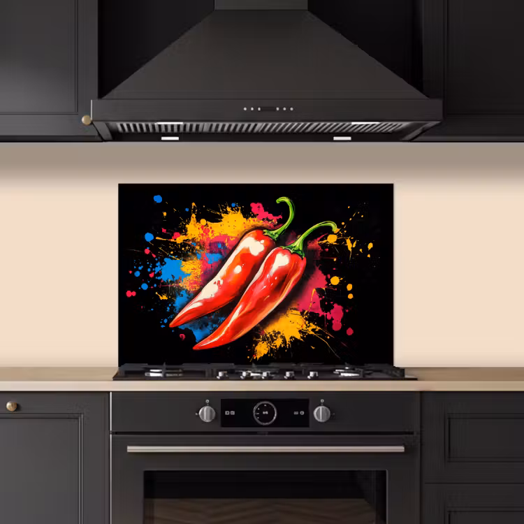 Peper - Graffiti - Verf - Abstract - Modern - Kleurrijk keuken achterwand spatscherm klein -sfeer1