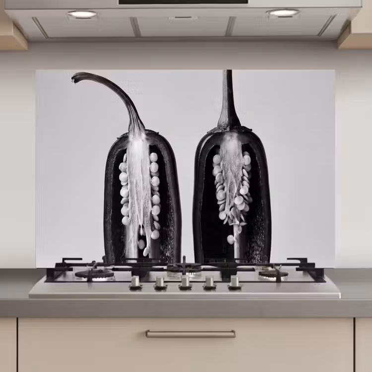 Pepers - Zwart - Wit - Zaadlijsten keuken achterwand spatscherm klein -3d_website