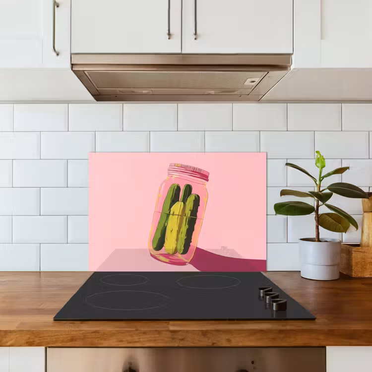 Augurken - Pot - Schaduw - Roze keuken achterwand spatscherm klein -sfeer2