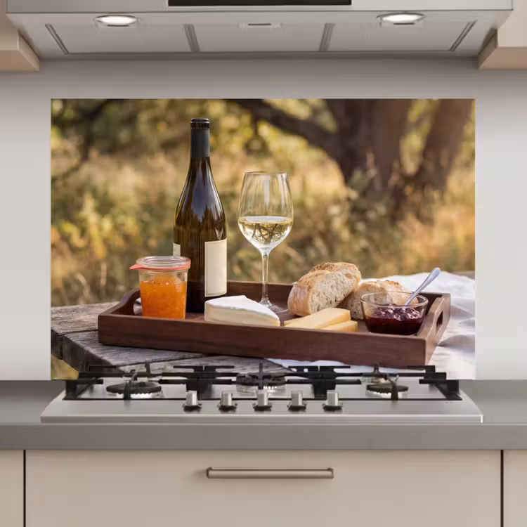 Picknick - Wijn - Kaasplankje keuken achterwand spatscherm klein -3d_website