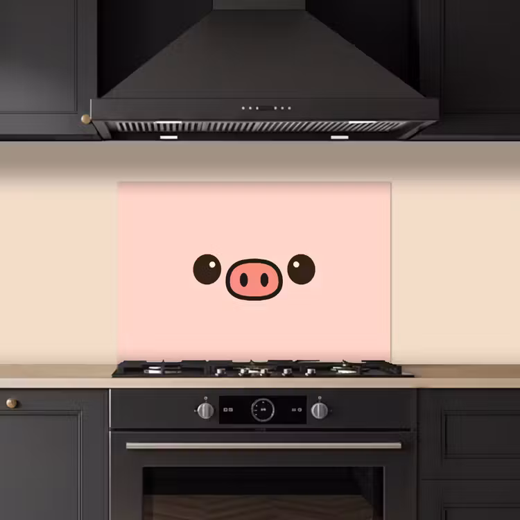 Varken - Roze - Minimalistisch keuken achterwand spatscherm klein -sfeer1
