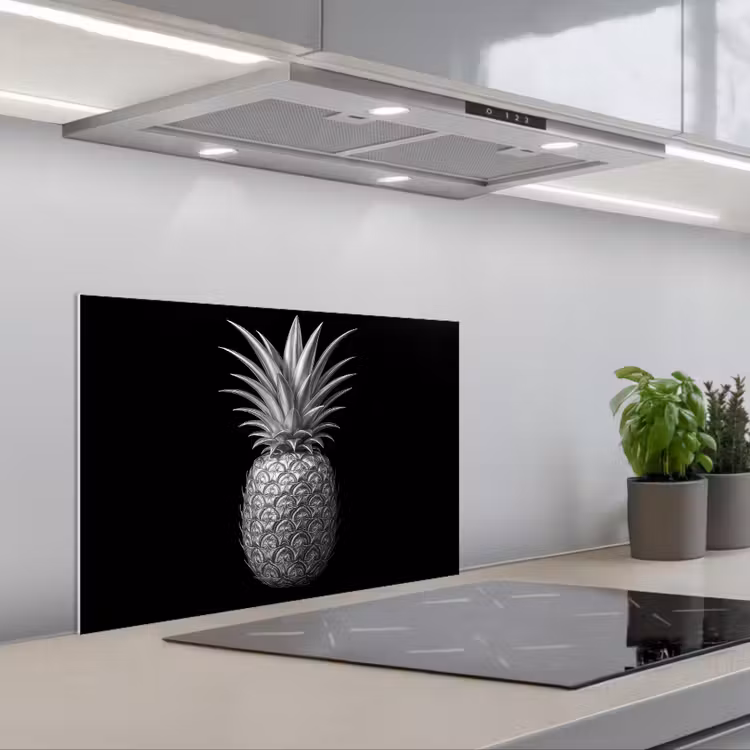 Ananas - Gedetailleerd - Bladeren keuken achterwand spatscherm klein -3d_schuin