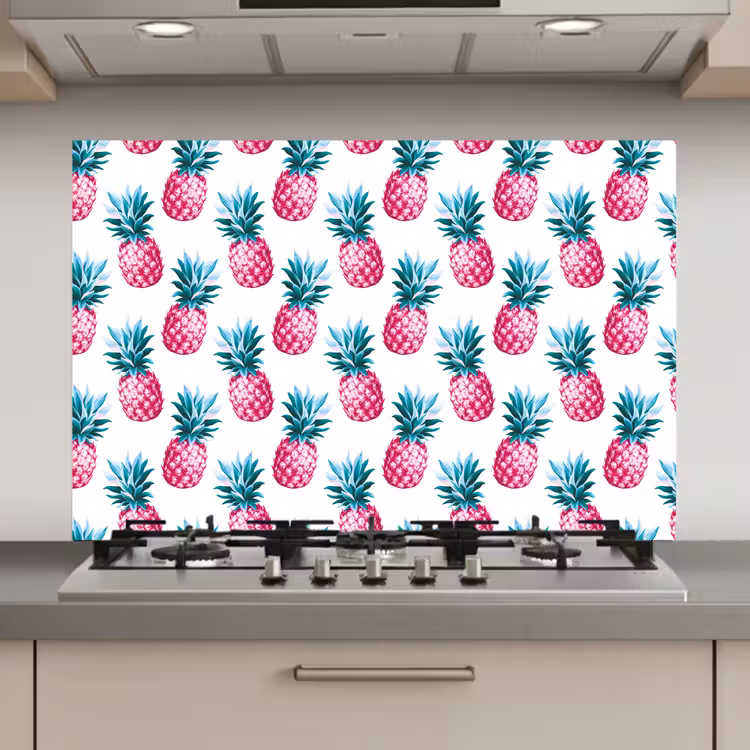 Ananas - Roze - Wit keuken achterwand spatscherm klein 900 -3d_website