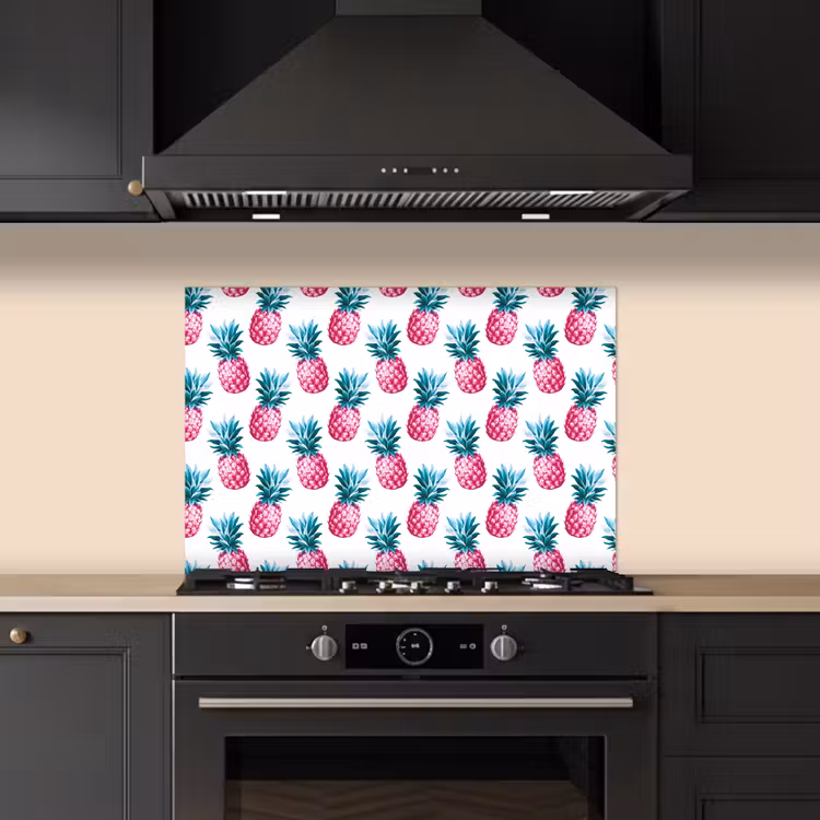 Ananas - Roze - Wit keuken achterwand spatscherm klein 900 -sfeer1