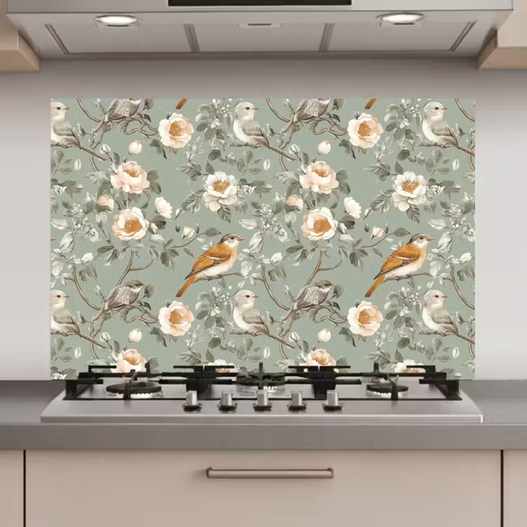 Roze - Vogels - Kleurrijk keuken achterwand spatscherm klein 900 -3d_website
