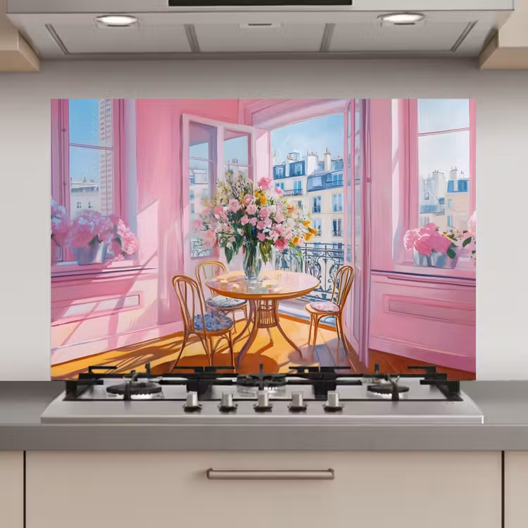 Pink - City - Bloemen keuken achterwand spatscherm klein -3d_website
