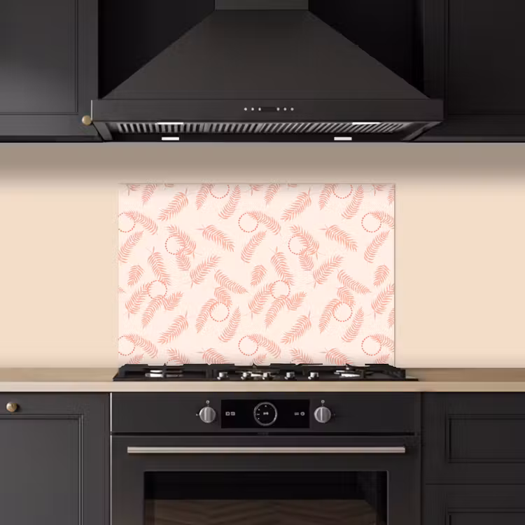 Roze - Veren - Patroon keuken achterwand spatscherm klein 900 -sfeer1