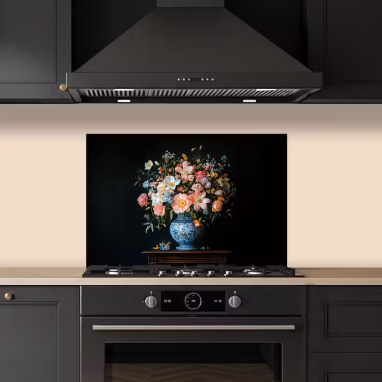 Roze - Bloemen - Vaas - Kleuren keuken achterwand spatscherm klein -sfeer1