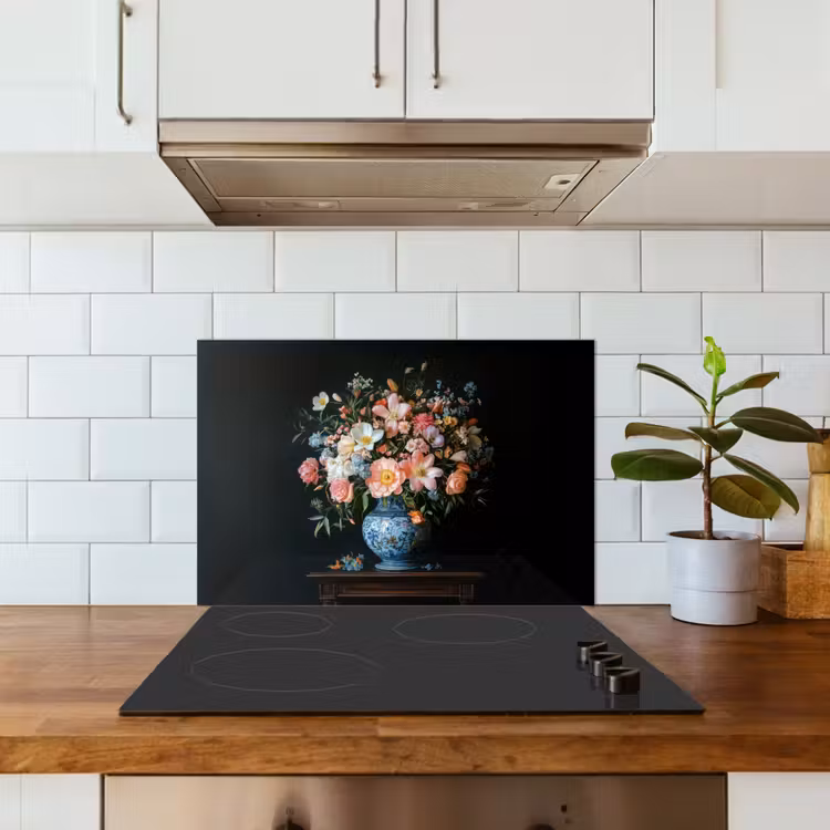 Roze - Bloemen - Vaas - Kleuren keuken achterwand spatscherm klein -sfeer2