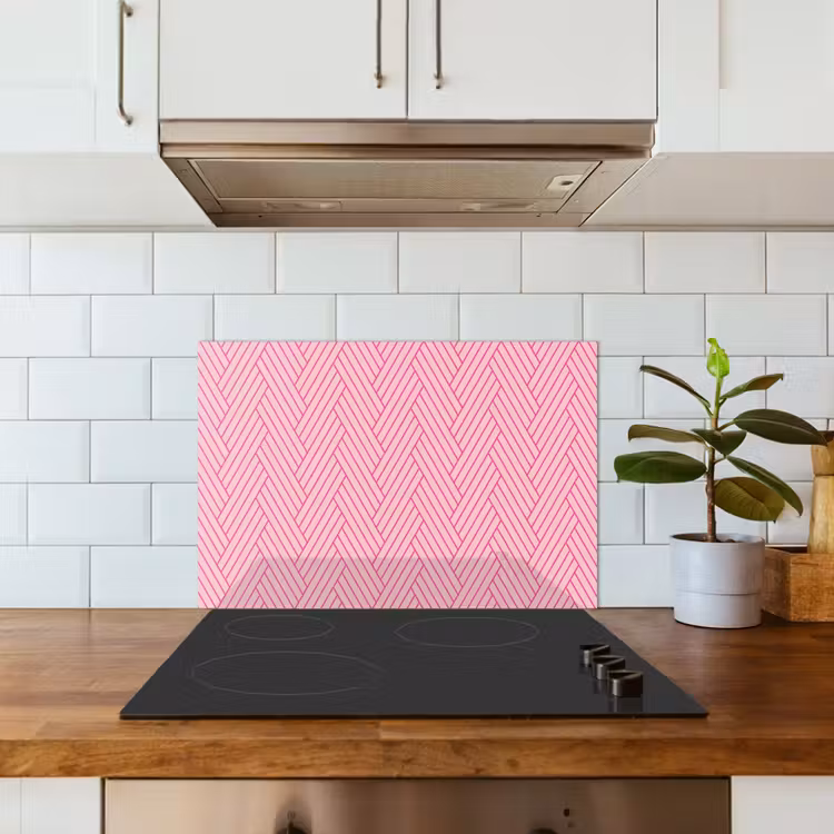 Roze - Patroon - Lijnen keuken achterwand spatscherm klein 900 -sfeer2