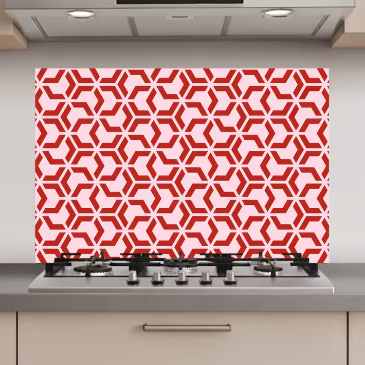 Roze - Rood - Geometrisch - Patroon keuken achterwand spatscherm klein 900 -3d_website