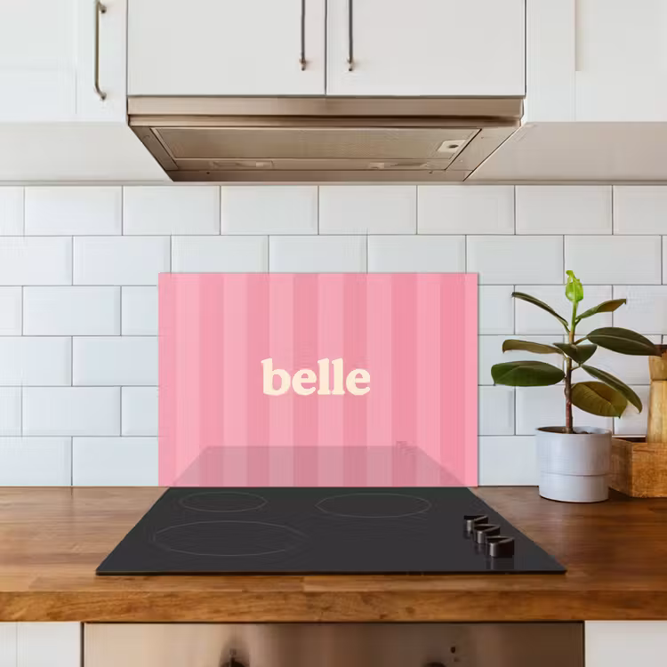 Roze - Gestreept - Belle keuken achterwand spatscherm klein -sfeer2