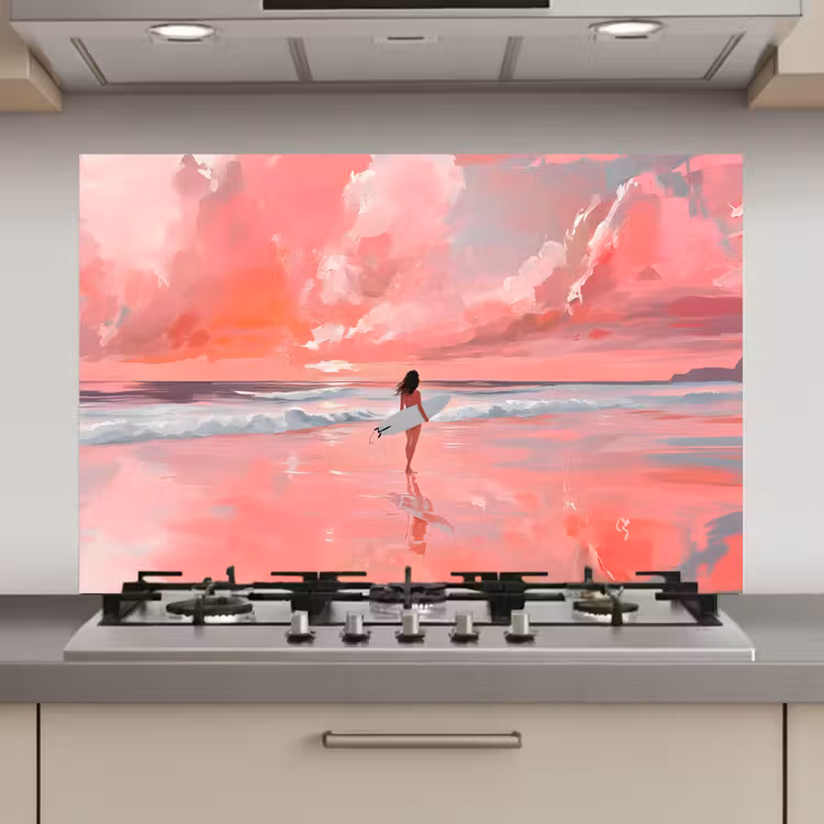 Roze - Surfen - Zee keuken achterwand spatscherm klein -3d_website