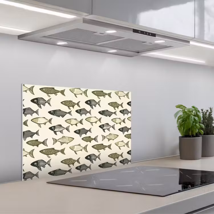Vissen - Klassiek - Groen keuken achterwand spatscherm klein 900 -3d_schuin