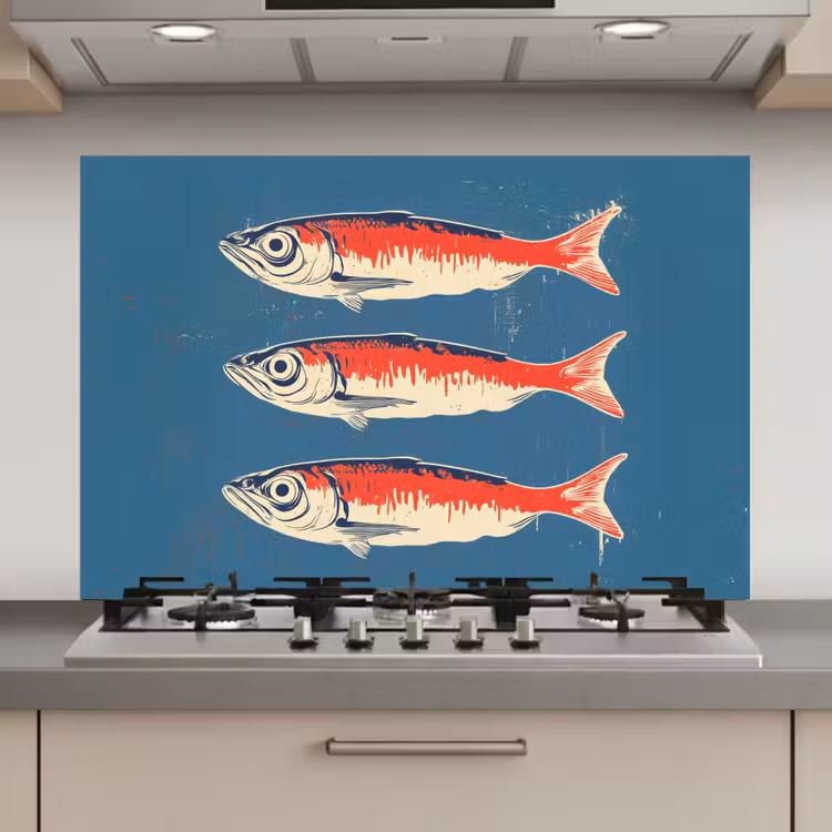 Vissen - Rood - Blauw keuken achterwand spatscherm klein -3d_website