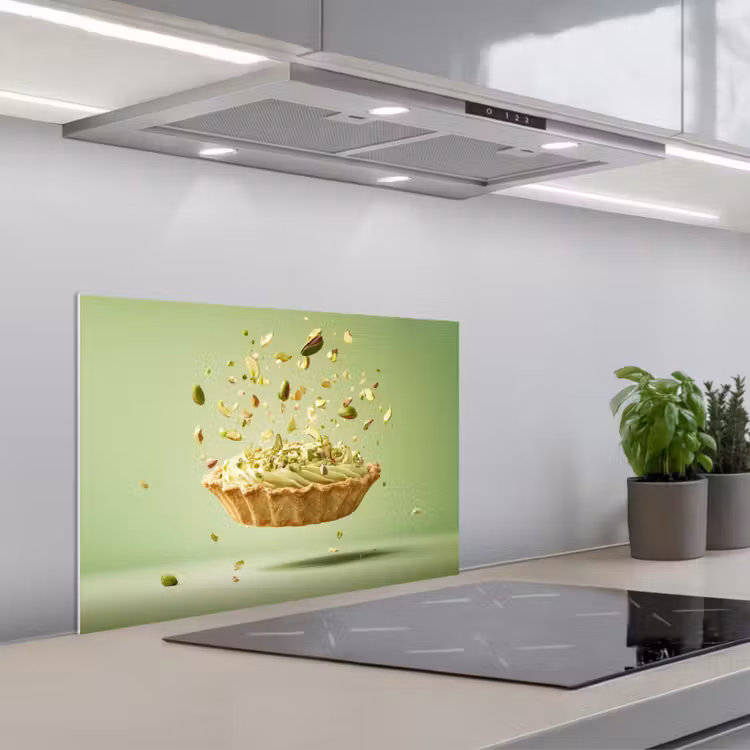 Pistache - Taart - Noten - Eten keuken achterwand spatscherm klein -3d_schuin