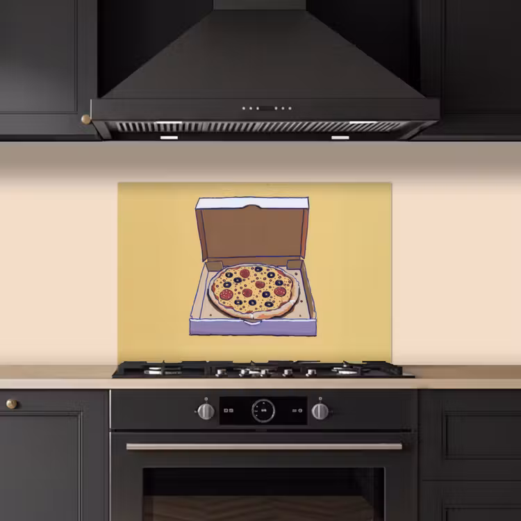 Pizza - Doos - Salami - Illustratie keuken achterwand spatscherm klein -sfeer1
