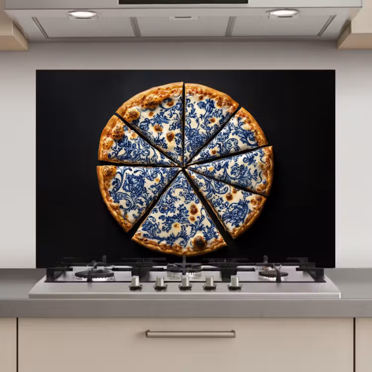Pizza - Eten - Delftsblauw keuken achterwand spatscherm klein -3d_website