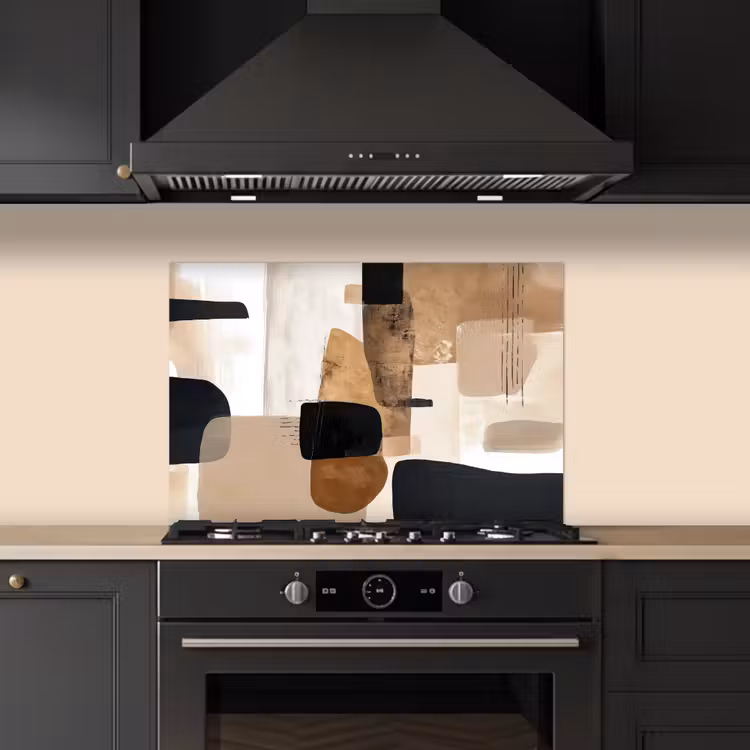 Vlakken - Abstract - Zwart - Strepen keuken achterwand spatscherm klein -sfeer1