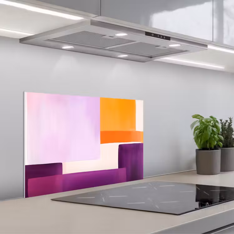 Vlakken - Abstract - Rechthoekig - Oranje keuken achterwand spatscherm klein -3d_schuin