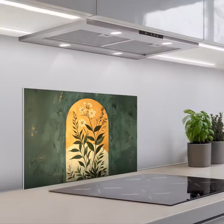 Plant - Bloemen - Wit keuken achterwand spatscherm klein -3d_schuin