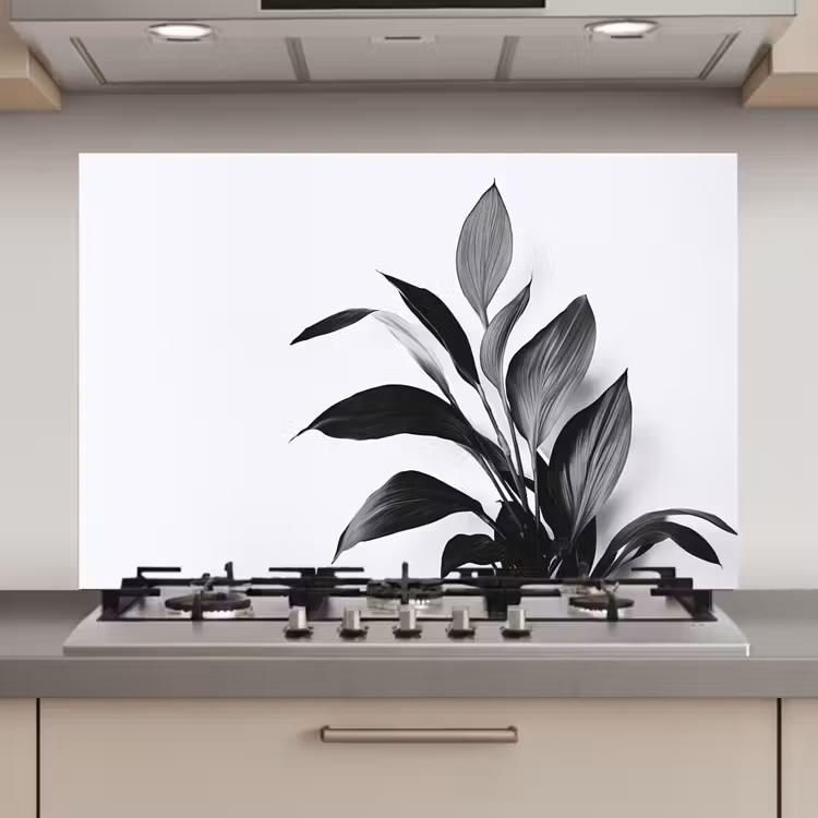 Plant - Bladeren - Minimalistisch - Zwart keuken achterwand spatscherm klein -3d_website