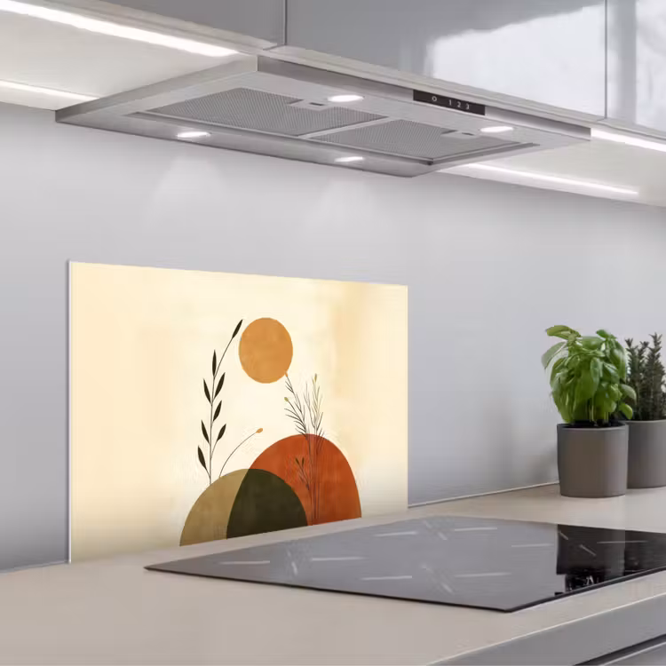 Planten - Abstract - Vormen keuken achterwand spatscherm klein -3d_schuin