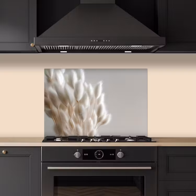 Pluimen - Beige - Minimalistisch keuken achterwand spatscherm klein -sfeer1