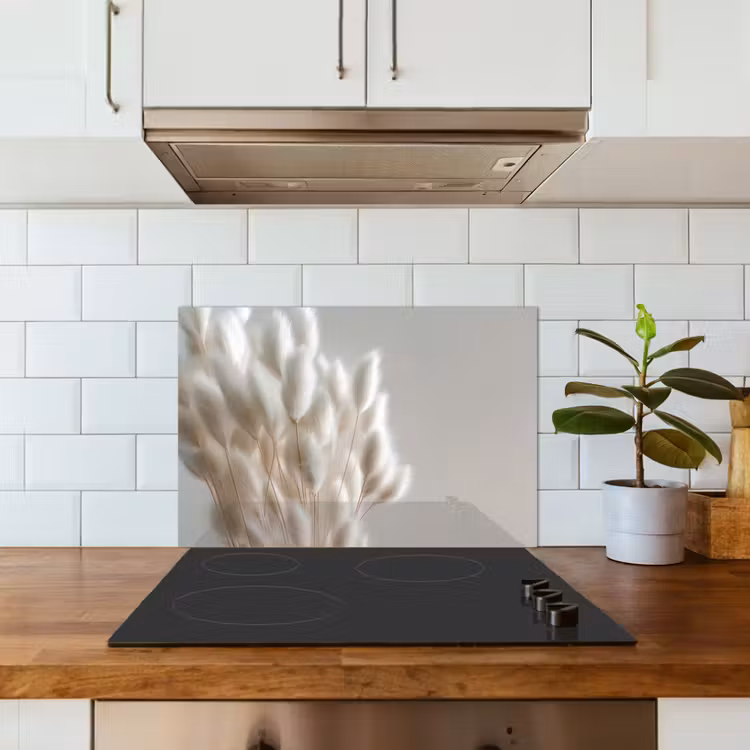 Pluimen - Beige - Minimalistisch keuken achterwand spatscherm klein -sfeer2
