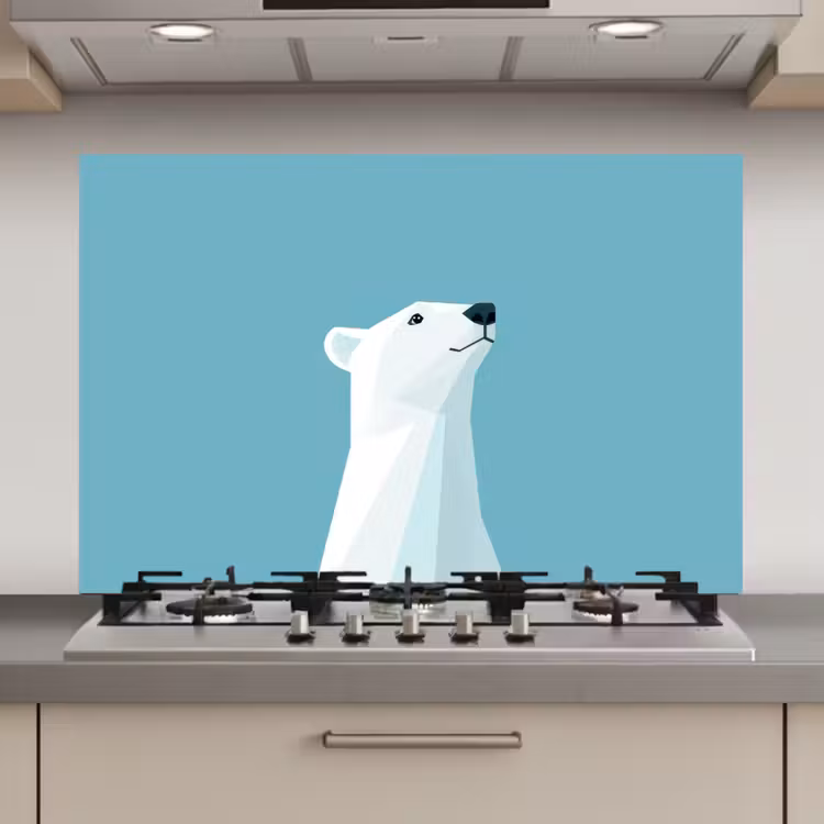 Ijsbeer - Lichtblauw - Minimalistisch keuken achterwand spatscherm klein -3d_website