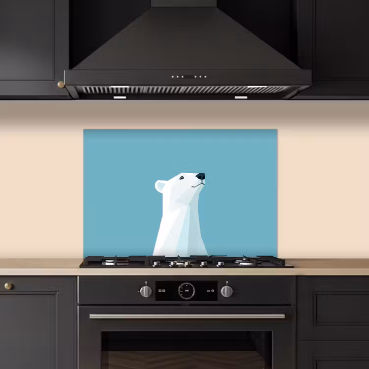 Ijsbeer - Lichtblauw - Minimalistisch keuken achterwand spatscherm klein -sfeer1