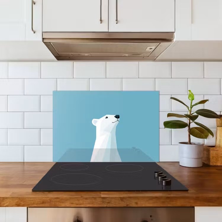 Ijsbeer - Lichtblauw - Minimalistisch keuken achterwand spatscherm klein -sfeer2