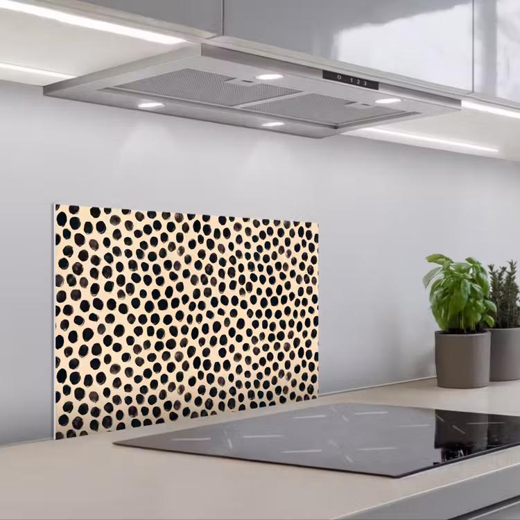 Stippen - Patroon - Zwart keuken achterwand spatscherm klein 900 -3d_schuin