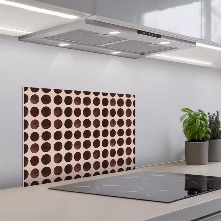 Stippen - Patroon - Bruin keuken achterwand spatscherm klein 900 -3d_schuin