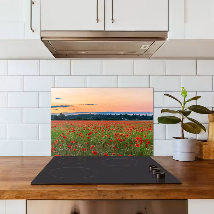 Klaprozen - Landschap - Rood - Bloemen keuken achterwand spatscherm klein -sfeer2