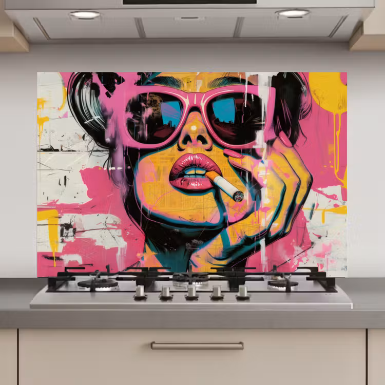 Portret - Vrouw - Abstract - Zonnebril keuken achterwand spatscherm klein -3d_website