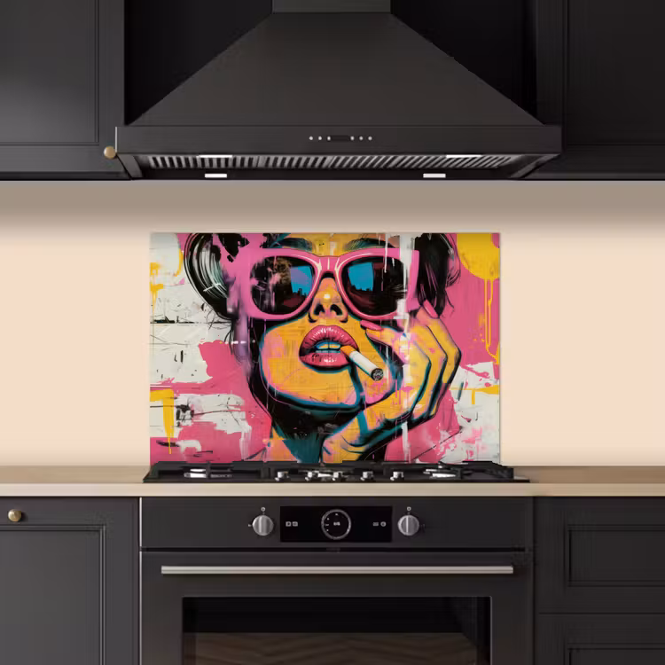 Portret - Vrouw - Abstract - Zonnebril keuken achterwand spatscherm klein -sfeer1
