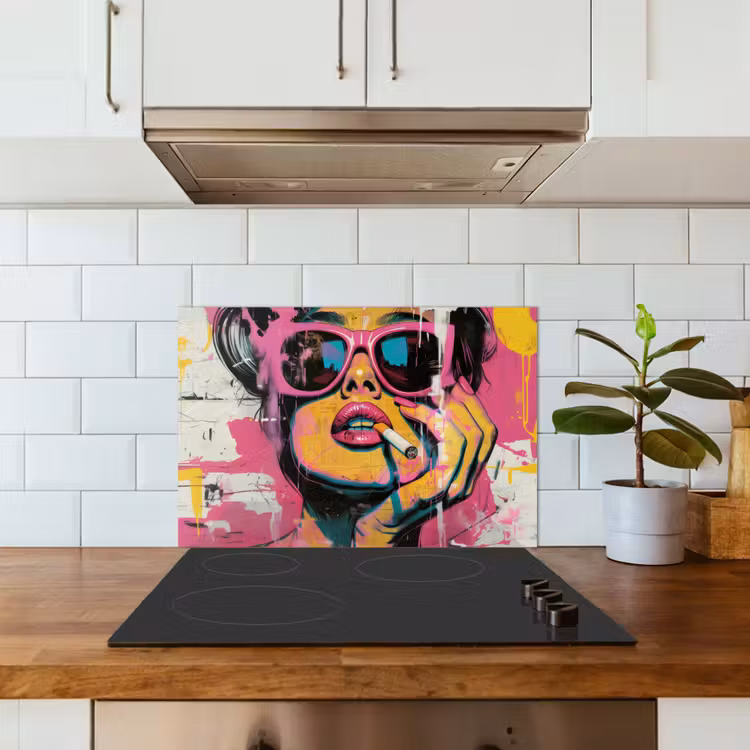 Portret - Vrouw - Abstract - Zonnebril keuken achterwand spatscherm klein -sfeer2