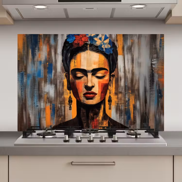 Portret - Vrouw - Bloemen keuken achterwand spatscherm klein -3d_website