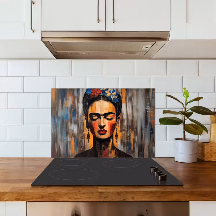 Portret - Vrouw - Bloemen keuken achterwand spatscherm klein -sfeer2