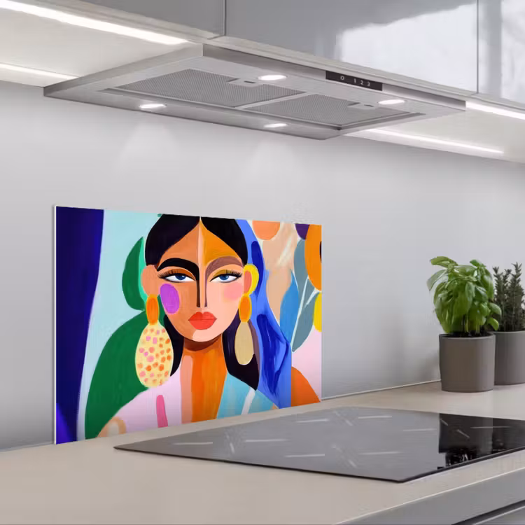 Portret - Vrouw - Modern keuken achterwand spatscherm klein -3d_schuin