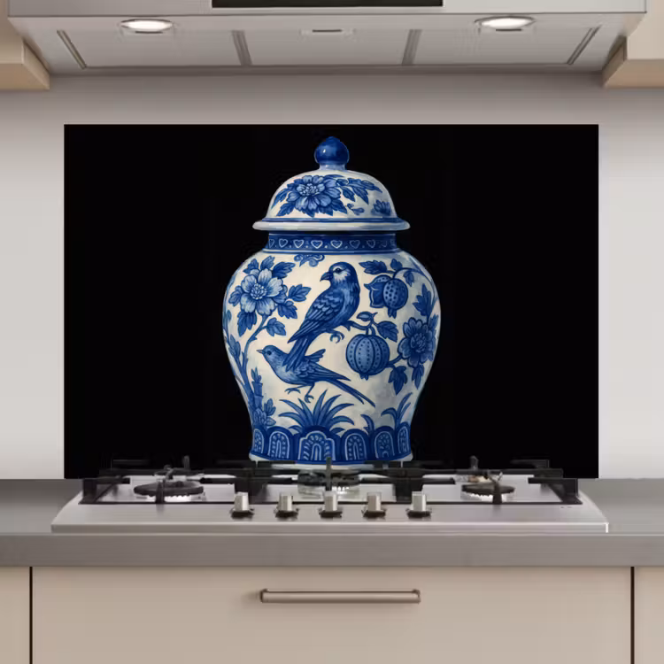 Pot - Delfts Blauw - Bloemen keuken achterwand spatscherm klein -3d_website